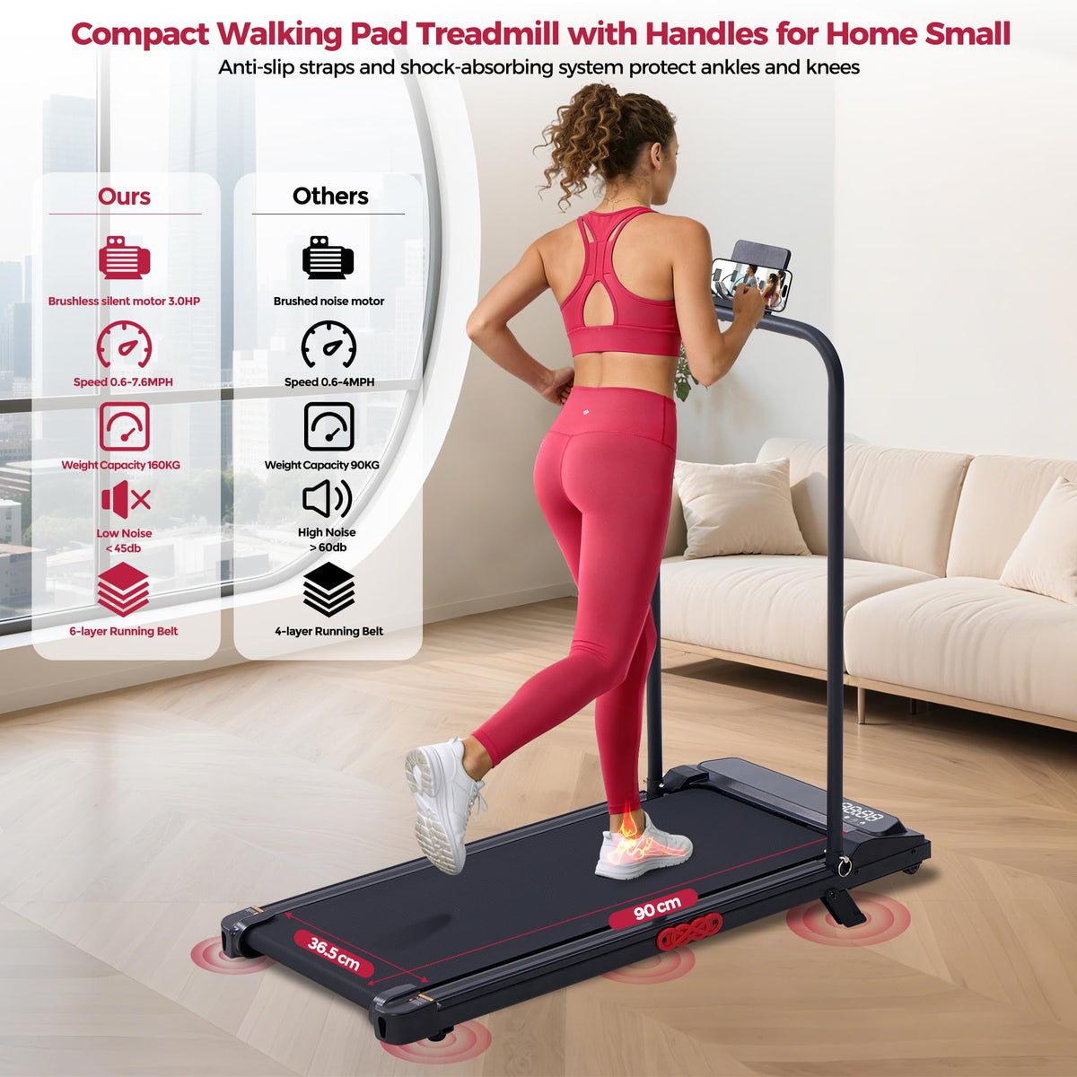 Potupus Walking Pad Treadmill with Incline, 3.0HP, Model 401