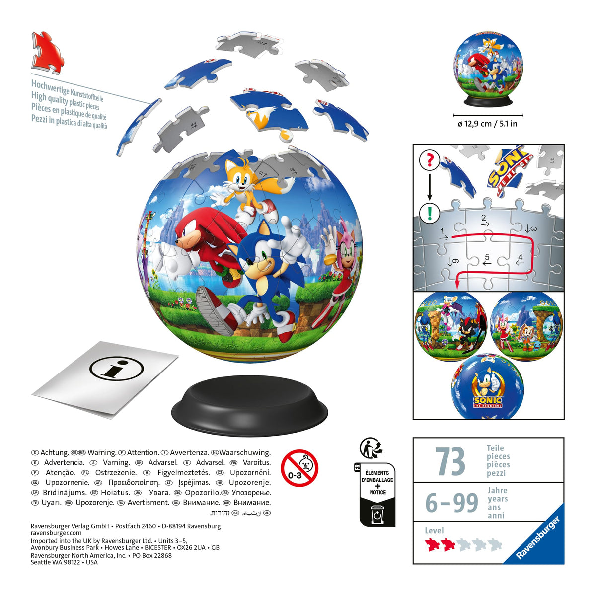 Ravensburger Sonic The Hedgehog 3D Jigsaw Puzzle Ball, 11592