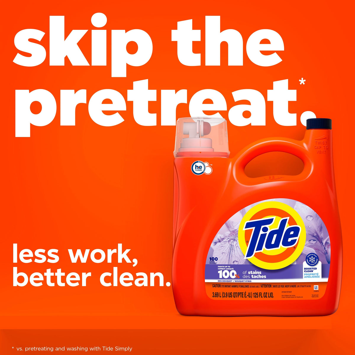 Tide Liquid Laundry Detergent, Iris Bouquet, 100 Loads, 3.69 L