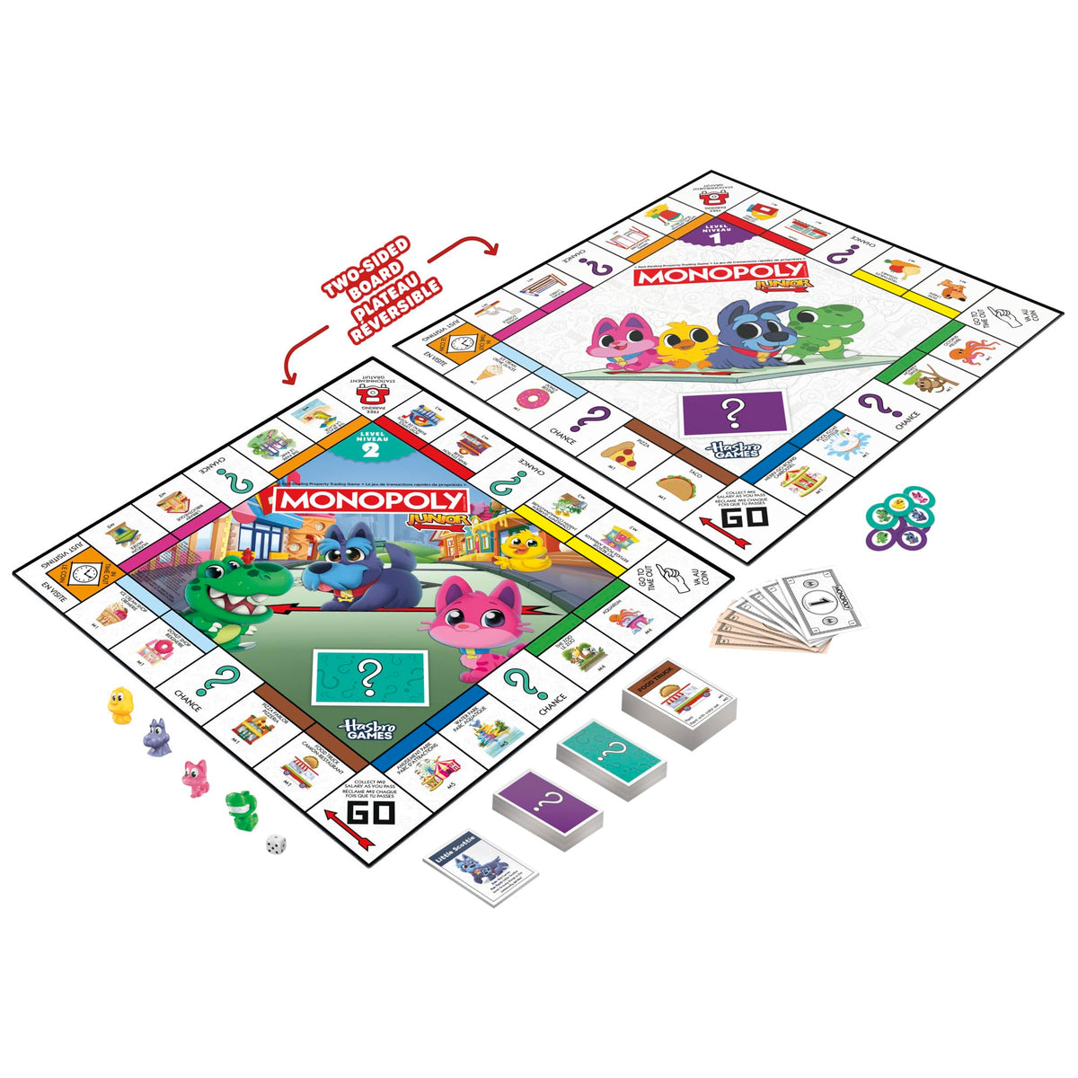 Monopoly Junior Board Game, 2 Games in 1, Ages 4+ (English & French)