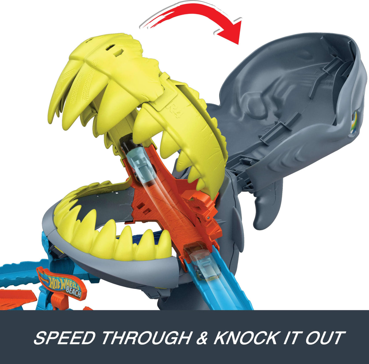 Hot Wheels City Shark Chomp Beach Playset with 1:64 Scale Car