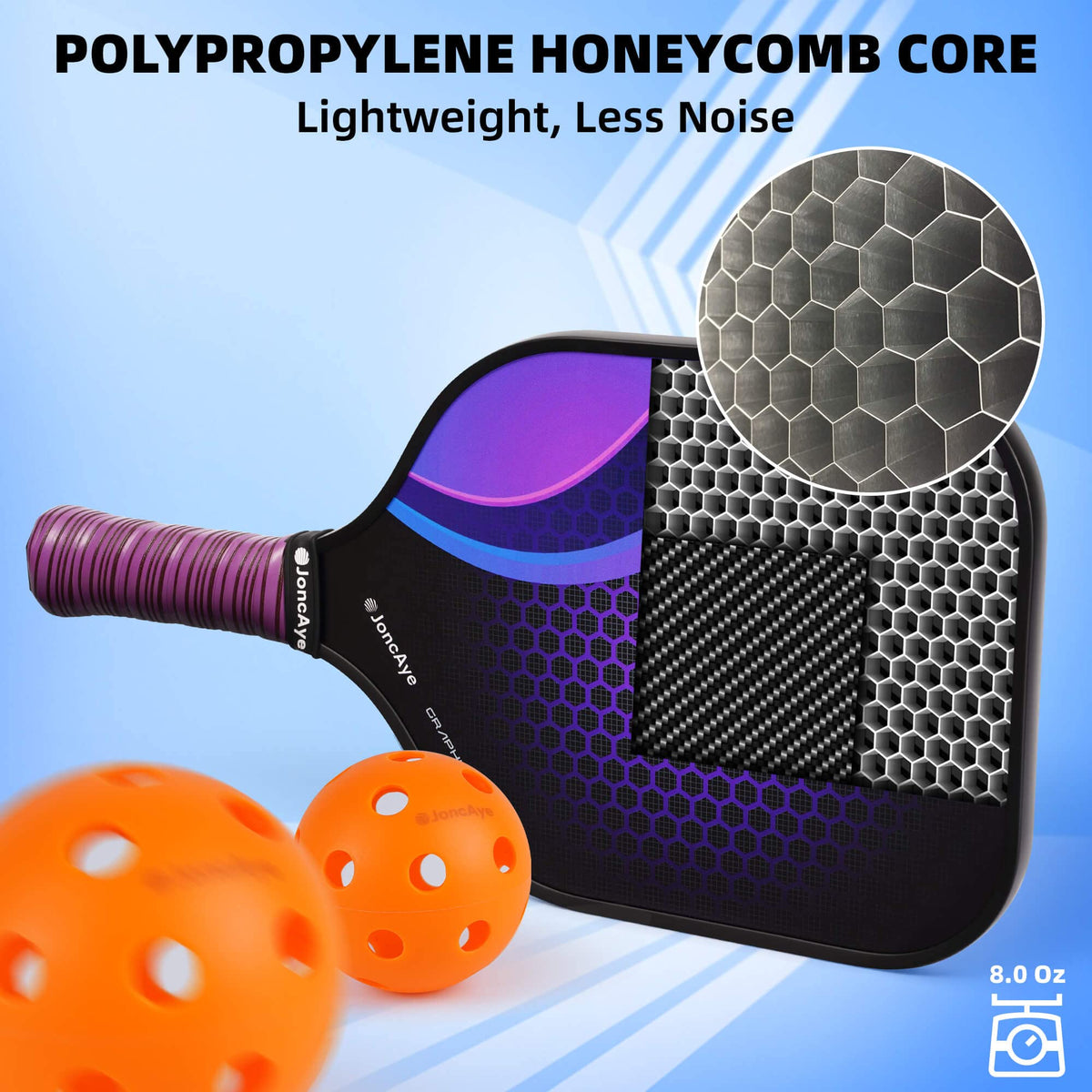 JoncAye Graphite Pickleball Paddle Set of 2 with Balls & Bag