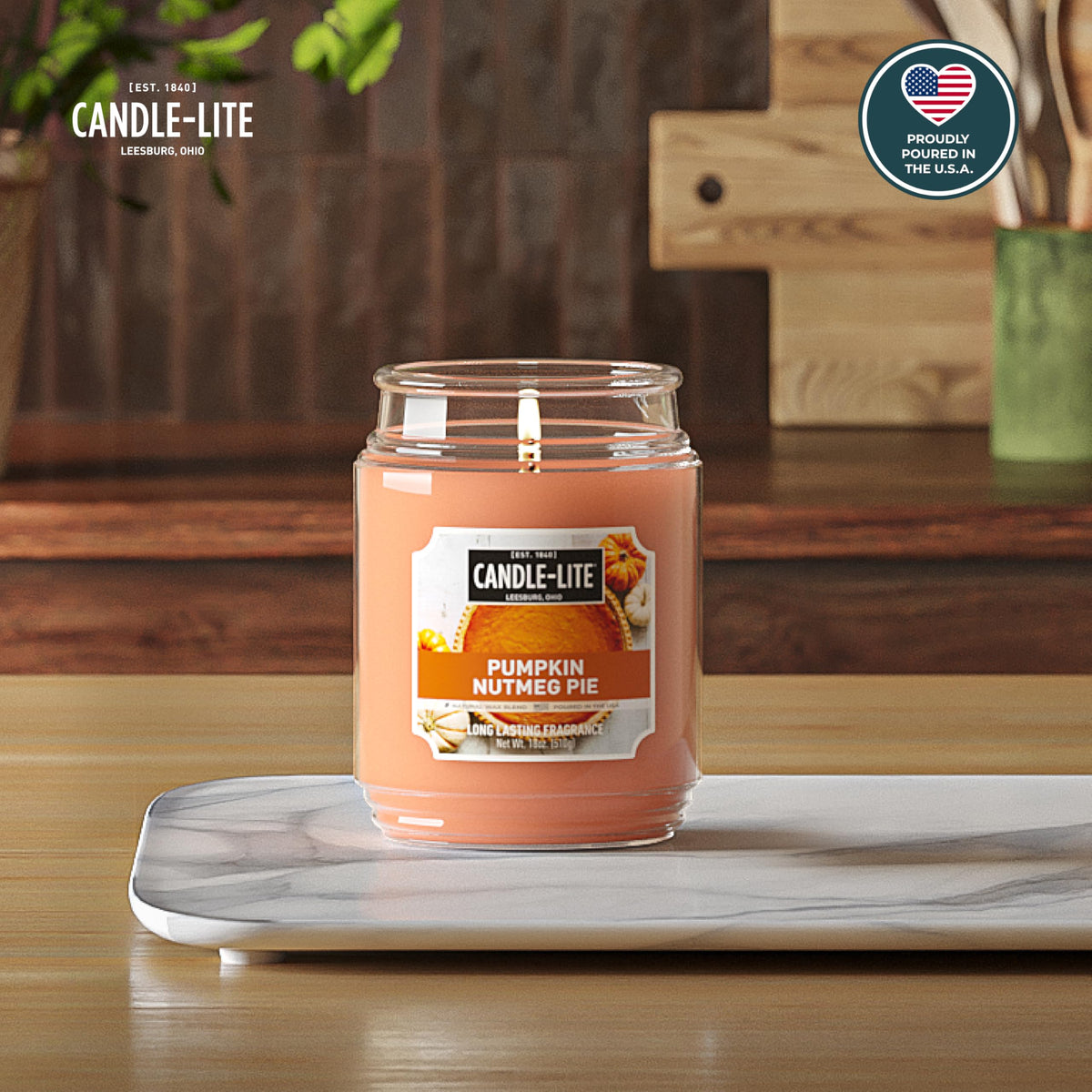 Candle-lite Halloween Scented Candles, 18 oz Jar, Pumpkin Nutmeg Pie