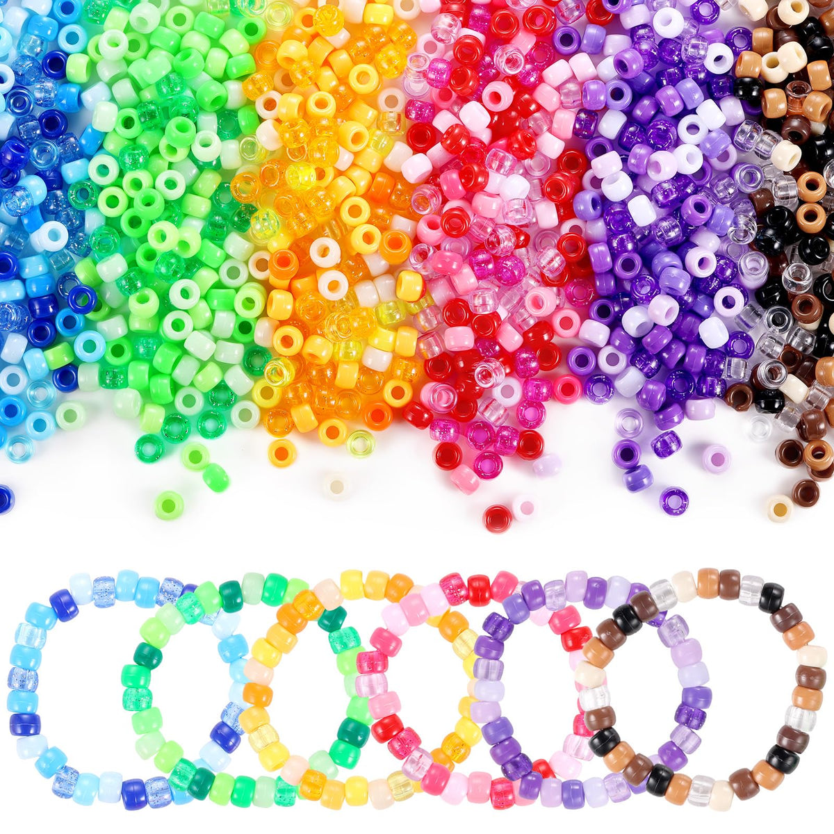 Funtopia Colourful Pony Beads, 3400 Pieces, 36 Colours