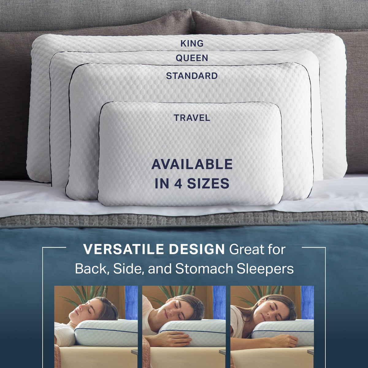 Weekender Ventilated Gel Memory Foam Pillow, White, Standard
