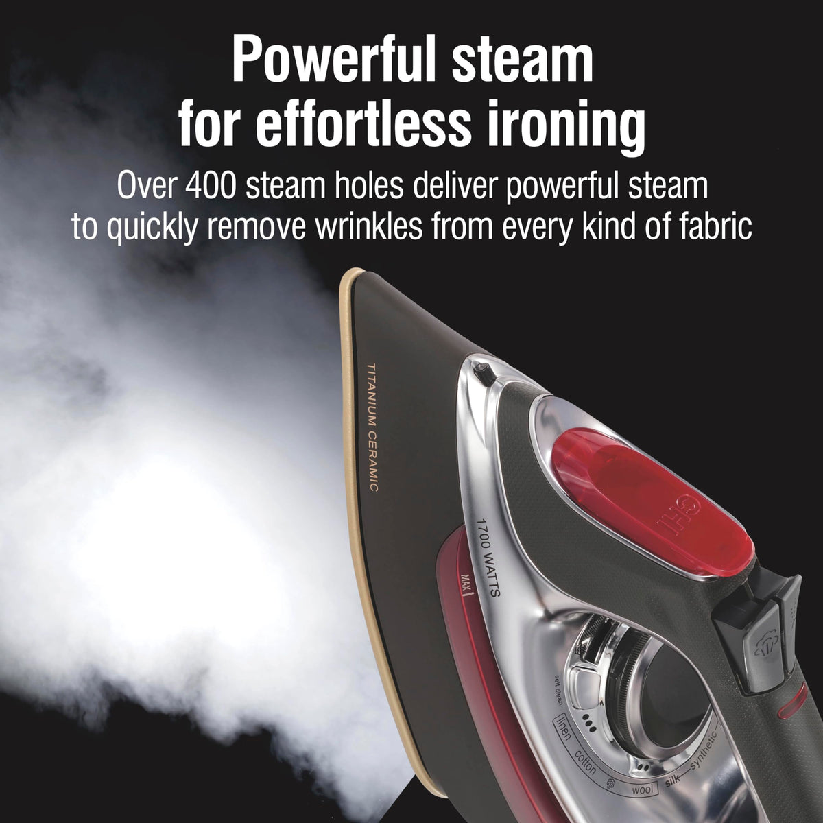 CHI Steam Iron, 1700 W, 8 ft Retractable Cord, Silver, 13106