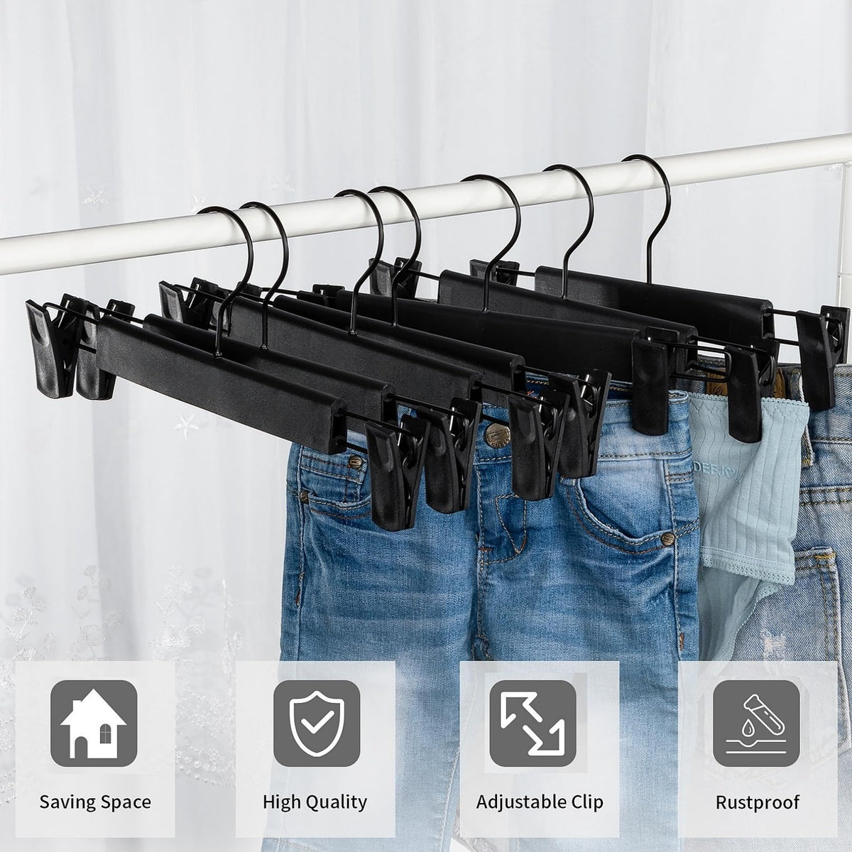 Lamitocs Swivel Pants Hangers with Clips, Black (10 Pack)