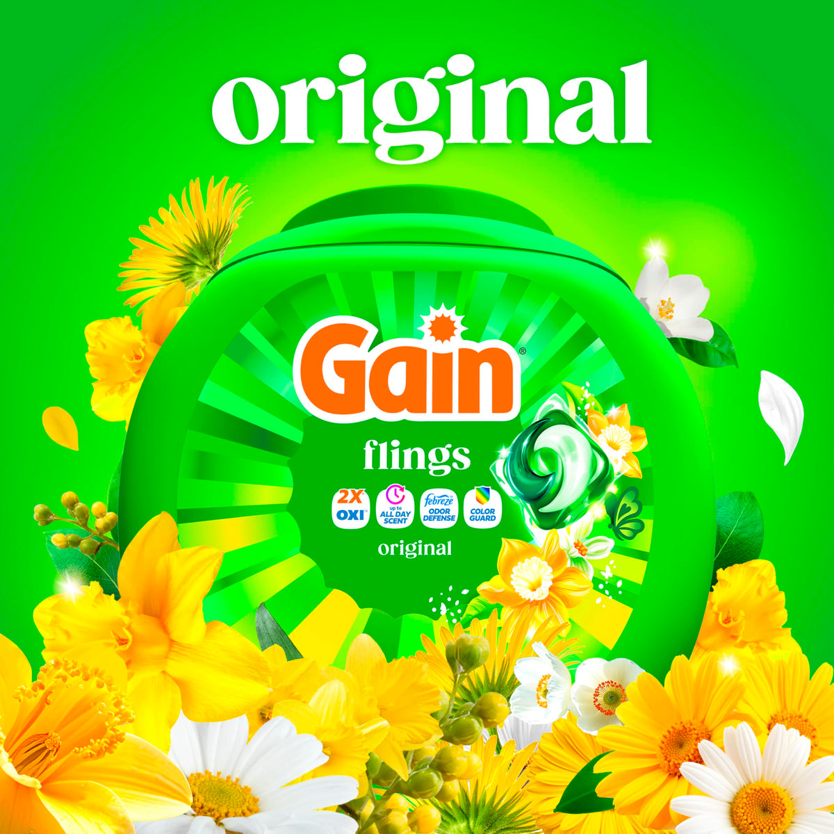 Gain Flings Laundry Detergent Pacs, Original Scent, 76 Count