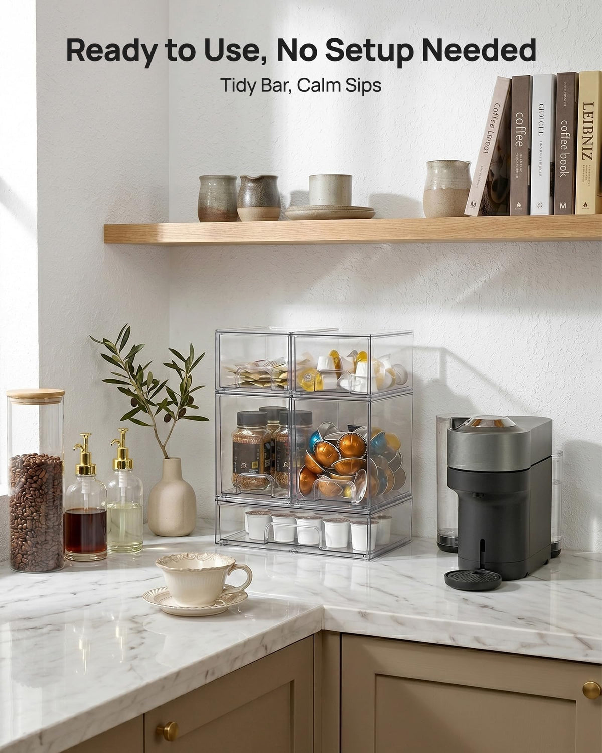 Vtopmart Stackable Clear Storage Drawers, 12" Wide (Set of 5)