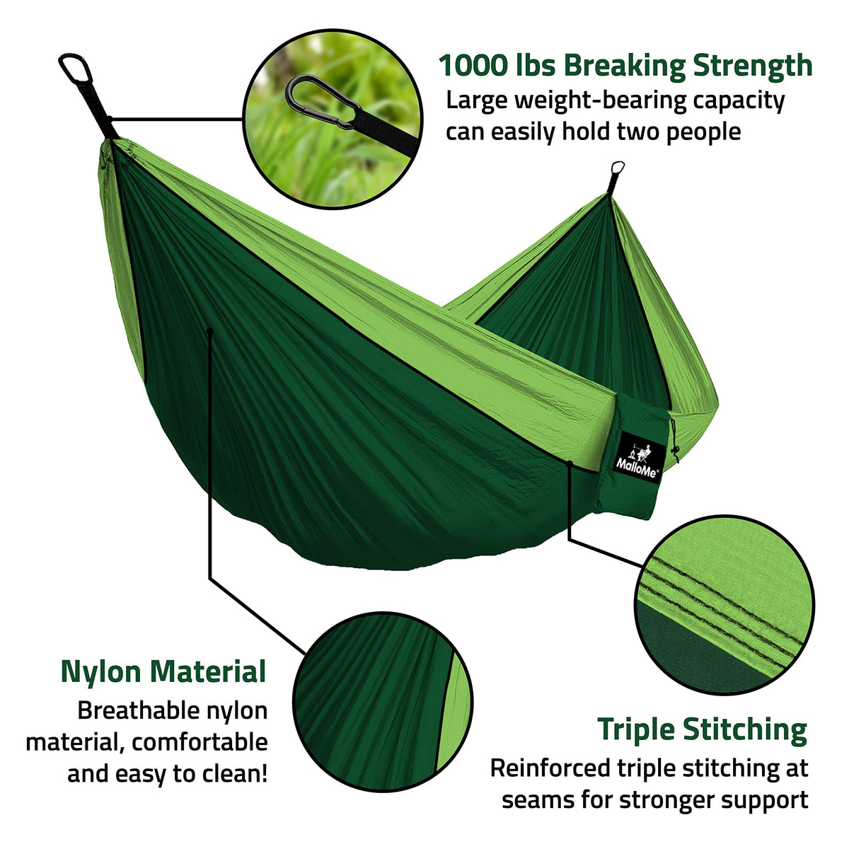 MalloMe Single Camping Hammock with Straps