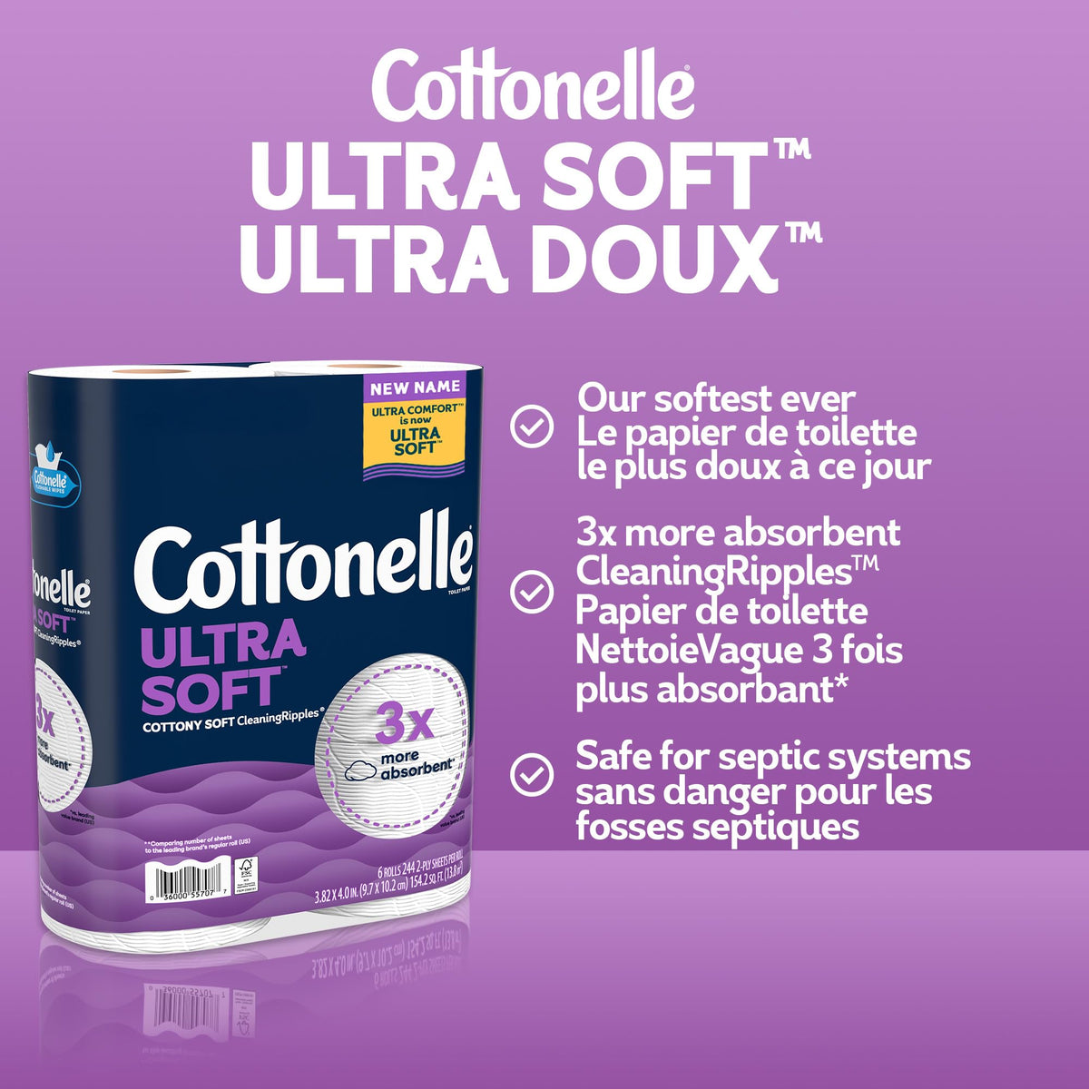 Cottonelle Ultra Soft Toilet Paper, 36 Mega Rolls (2 Packs of 18)