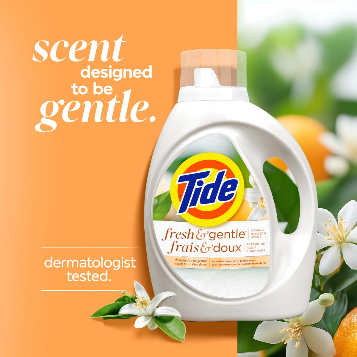 Tide Fresh & Gentle Liquid Laundry Detergent, Orange Blossom, 3.9 L