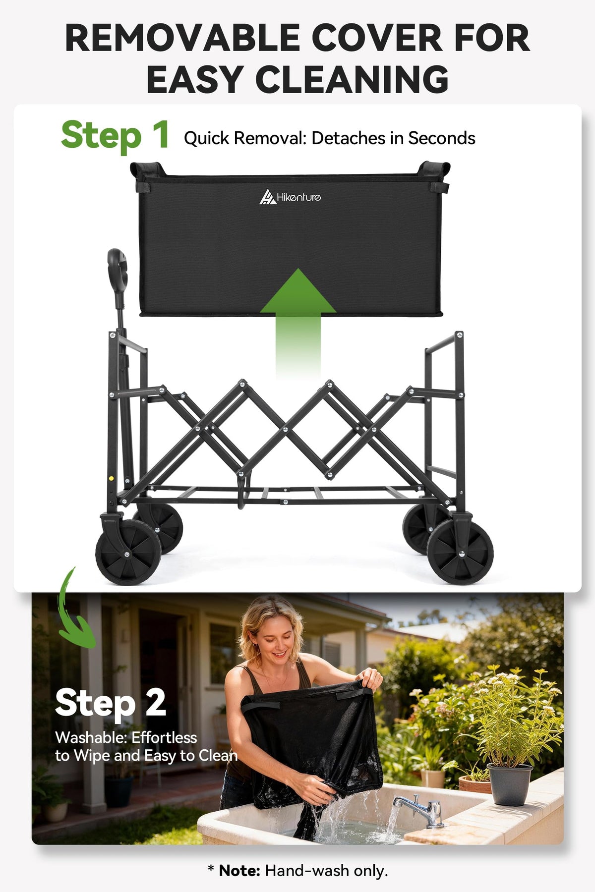 Hikenture Foldable Utility Wagon Cart with All-Terrain Wheels