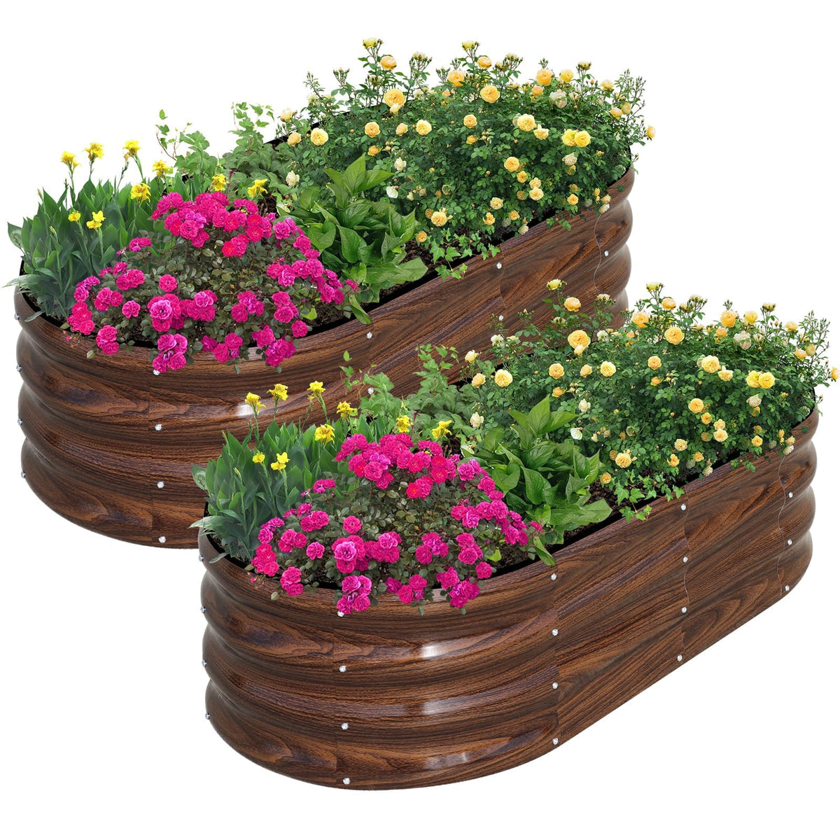 SnugNiture Galvanized Raised Garden Bed, 2 Pieces, 4x2x1 ft, Brown