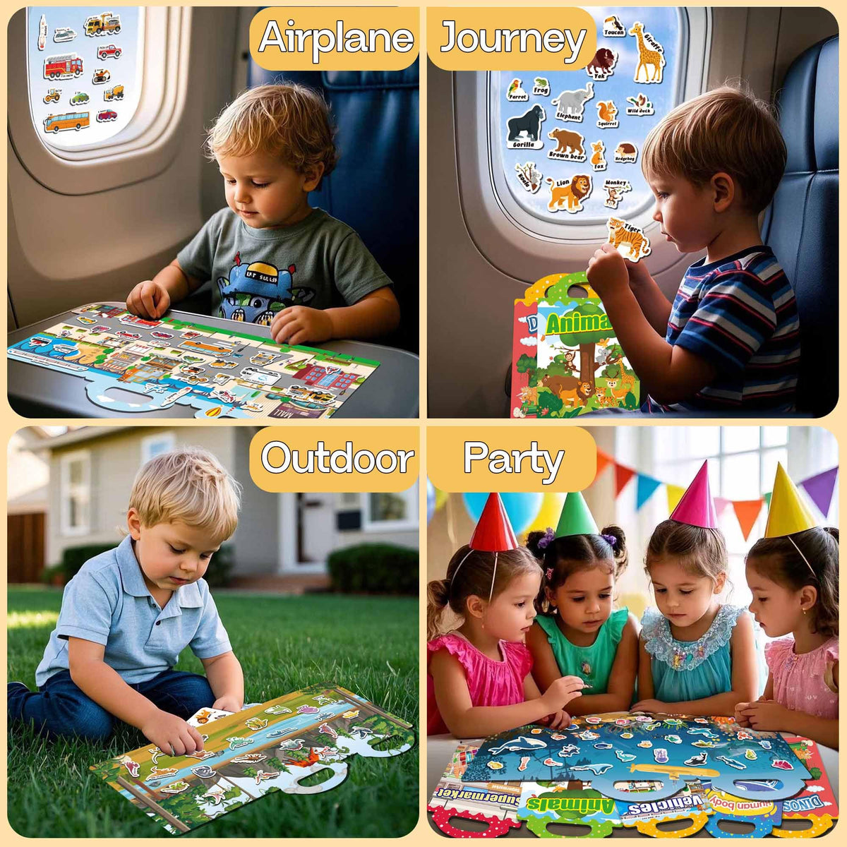 iGetooy Reusable Jelly Sticker Books for Kids (6 Sets)