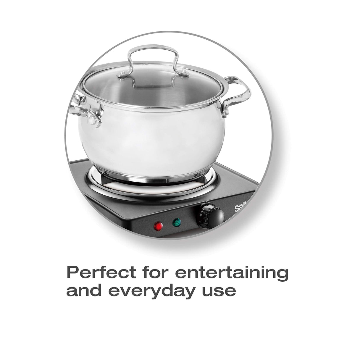 Salton Single Coil Portable Electric Cooktop, 1000 Watts, Black