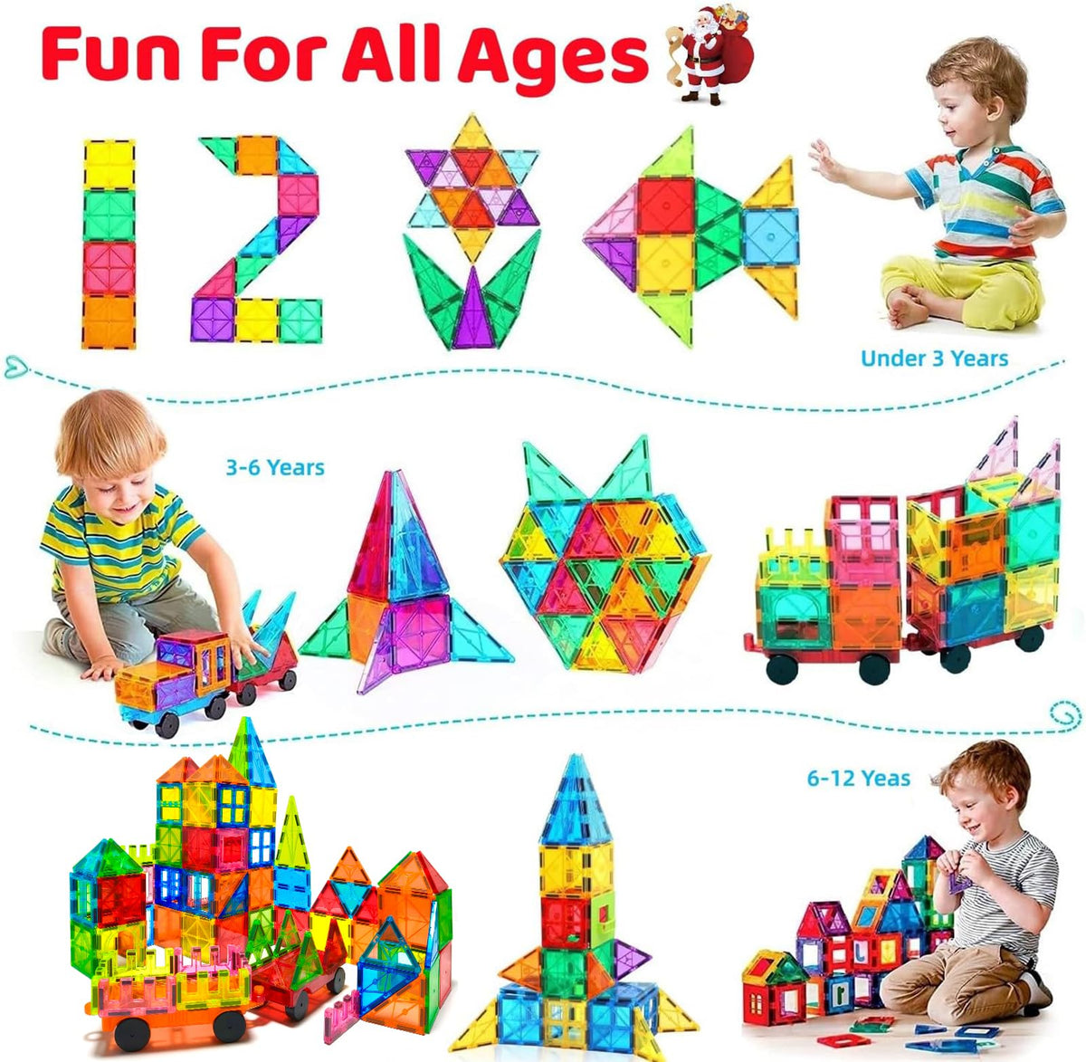 Magnetic Tiles Building Blocks Set for Kids, 100 Pieces