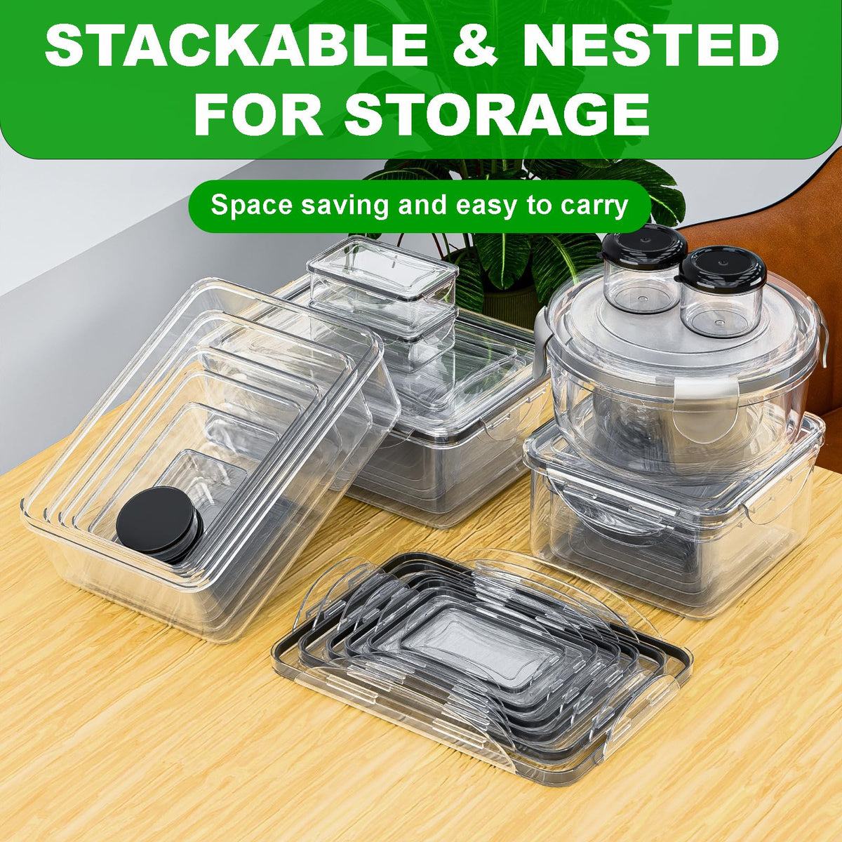 Airtight Food Storage Containers with Lids, 62 Pcs, 19400 ml