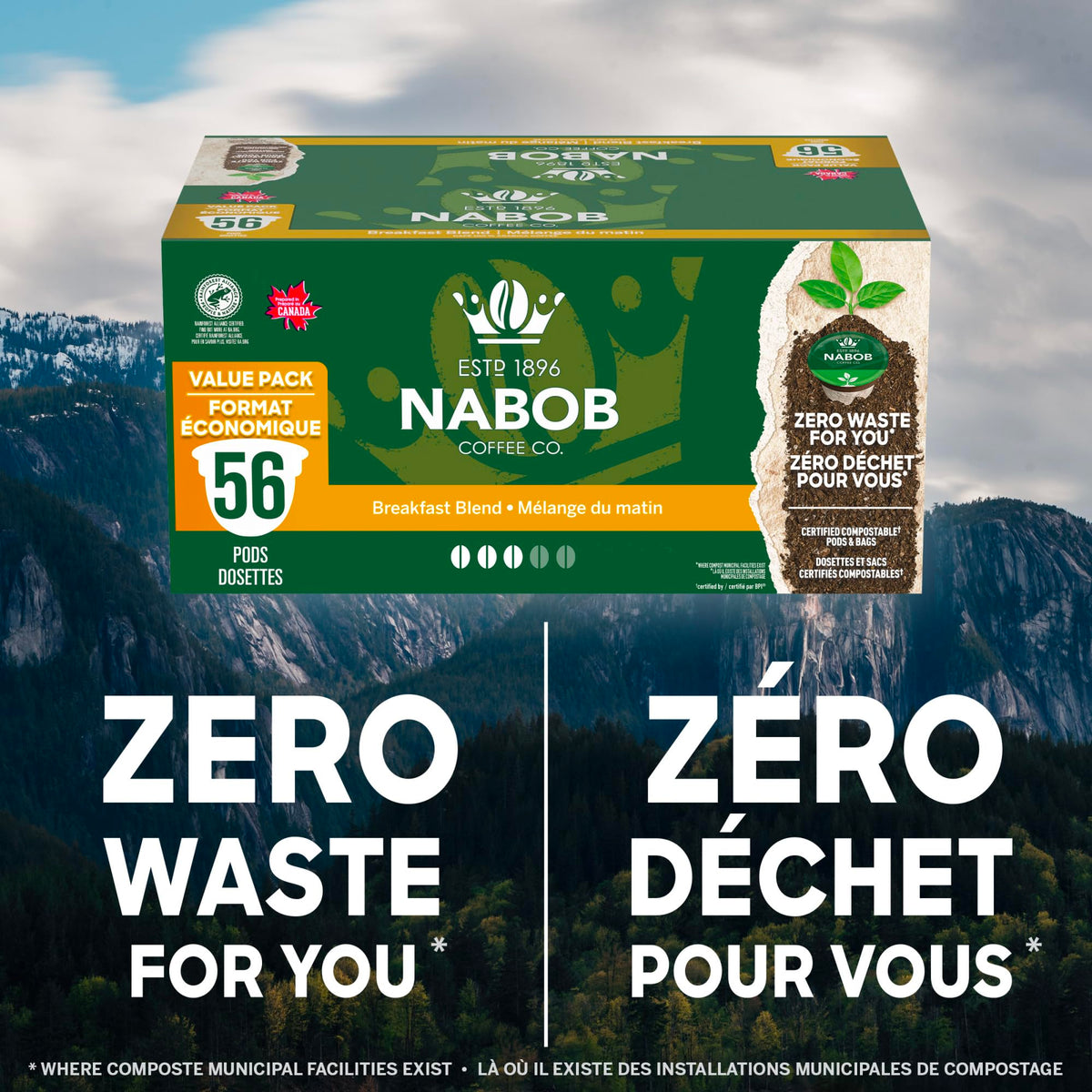Nabob Breakfast Blend Compostable Coffee Pods, 56 Pods