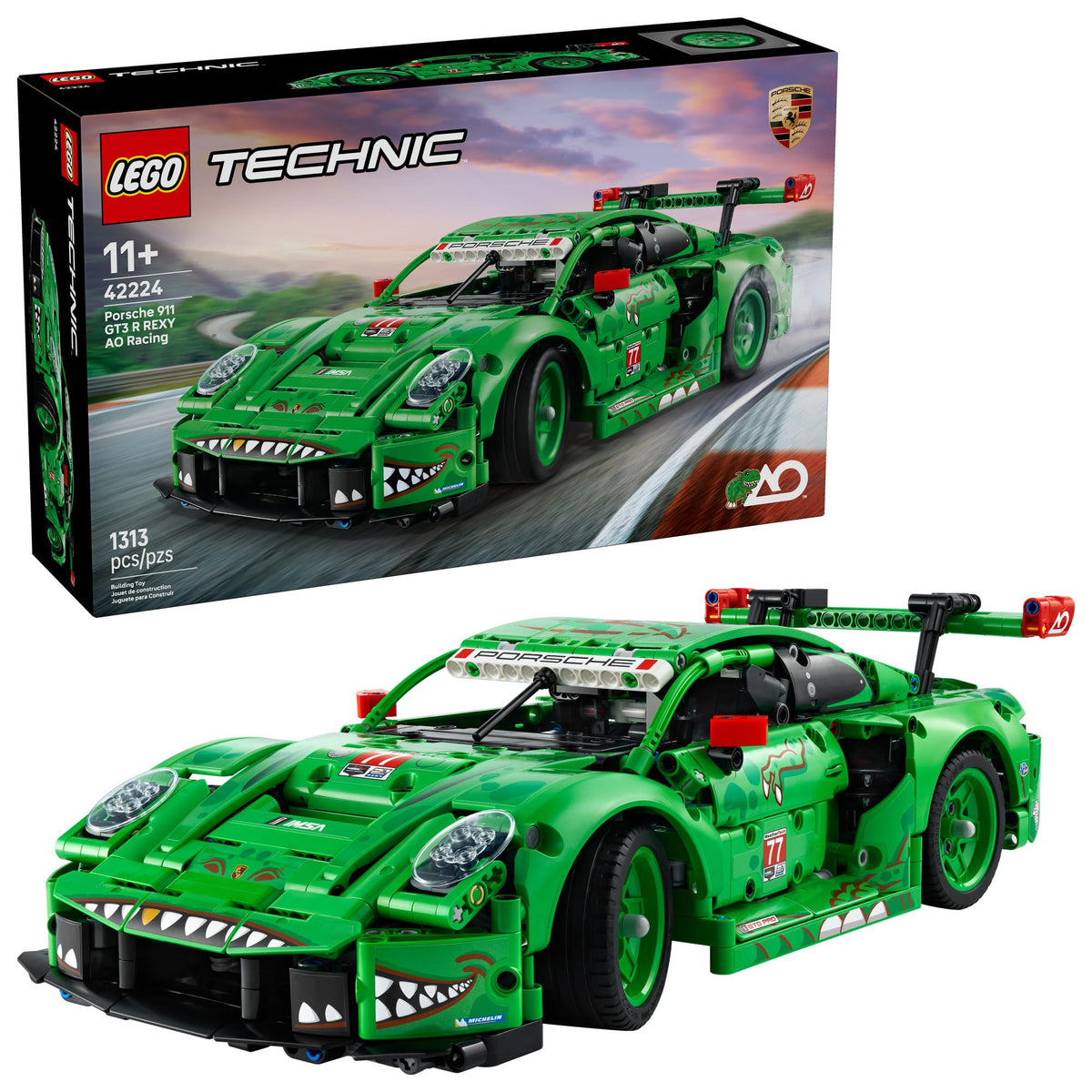 LEGO Technic Porsche 911 GT3 R Rexy AO Racing Car 42224, Ages 11+