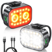 WOCBUY Rechargeable Bike Lights Set, Front and Back, USB-C, IP65