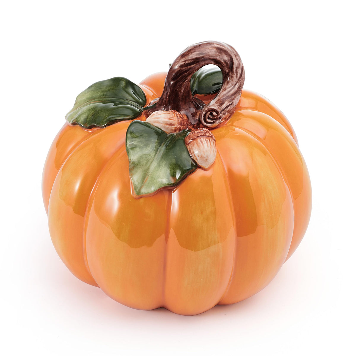 Fitz and Floyd Harvest Pumpkin Ceramic Figurine, 7.5 Inch