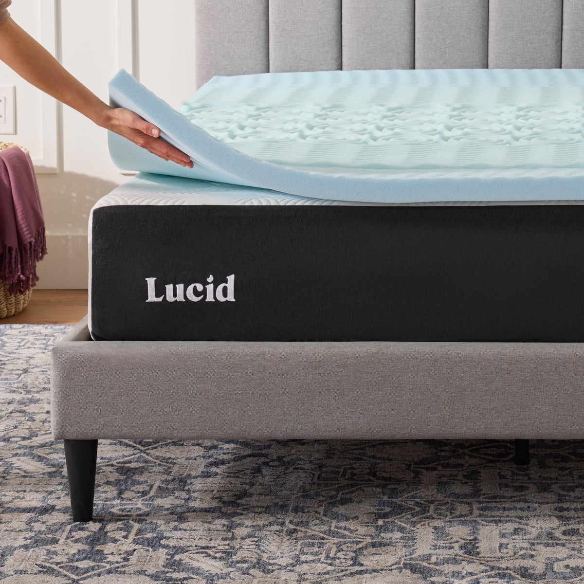 LUCID 2 Inch Gel Memory Foam Mattress Topper, Queen