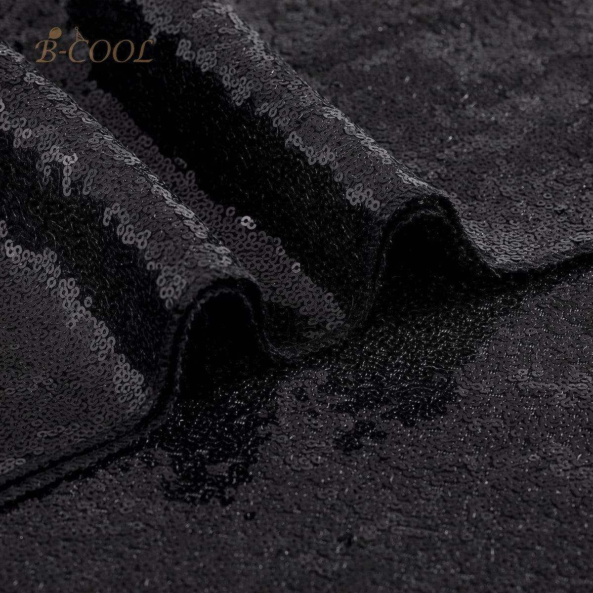 B-COOL Black Sequin Tablecloth, 50x80 Inch