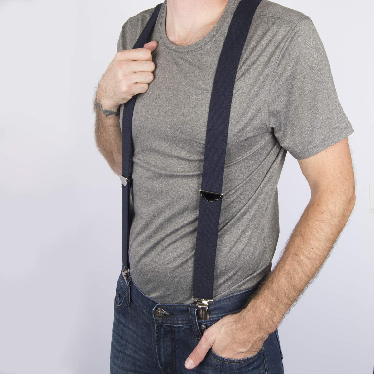 Dickies Men's 1-1/2 Solid J-Clip Suspender, Navy, One Size