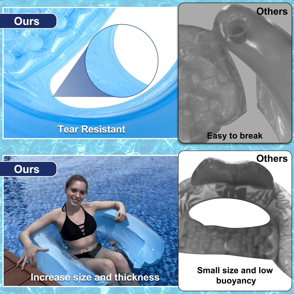 Inflatable Adult Pool Float Chairs, 52" x 38" (4 Pack)