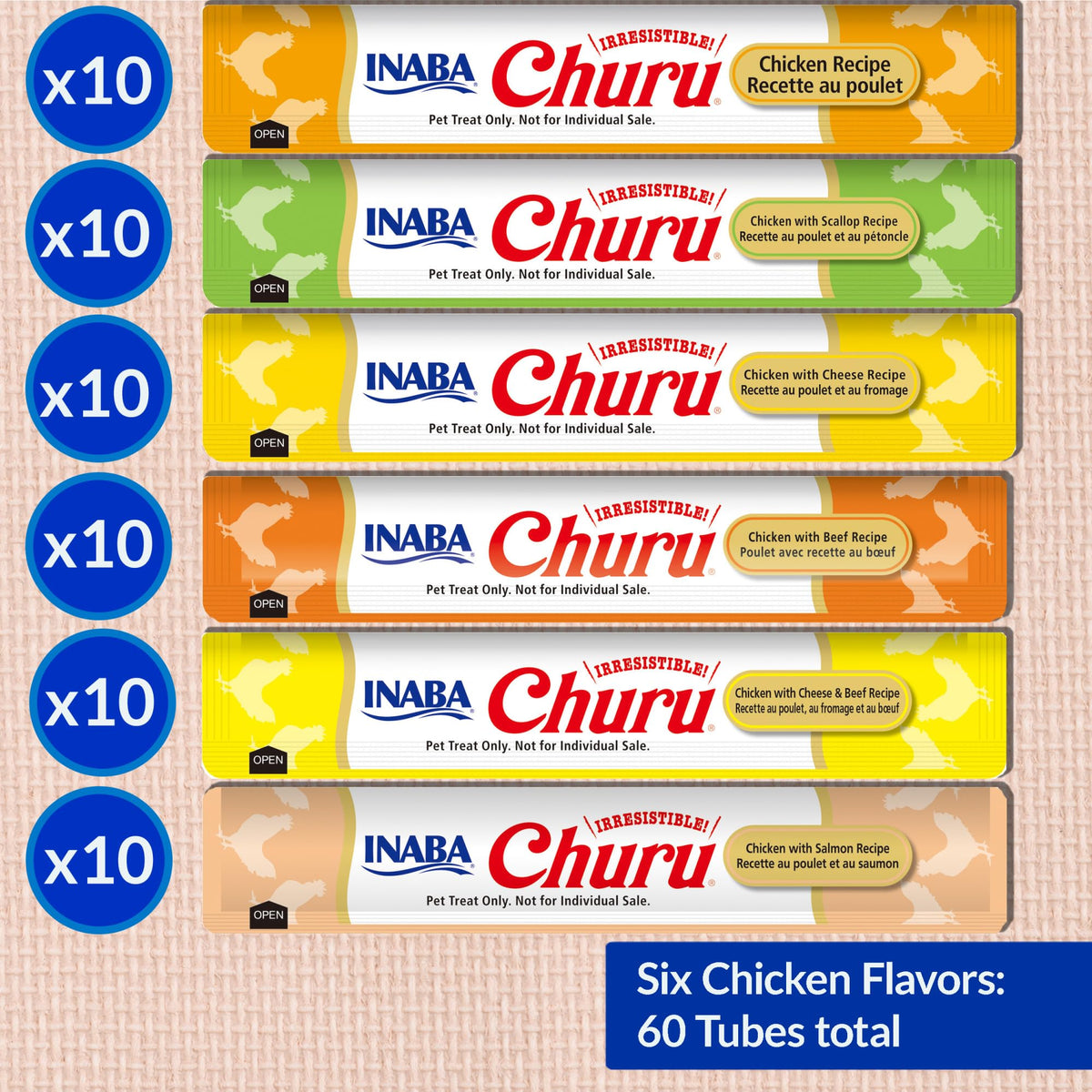 INABA Churu Lickable Cat Treats, Chicken Variety, 60 x 14 g