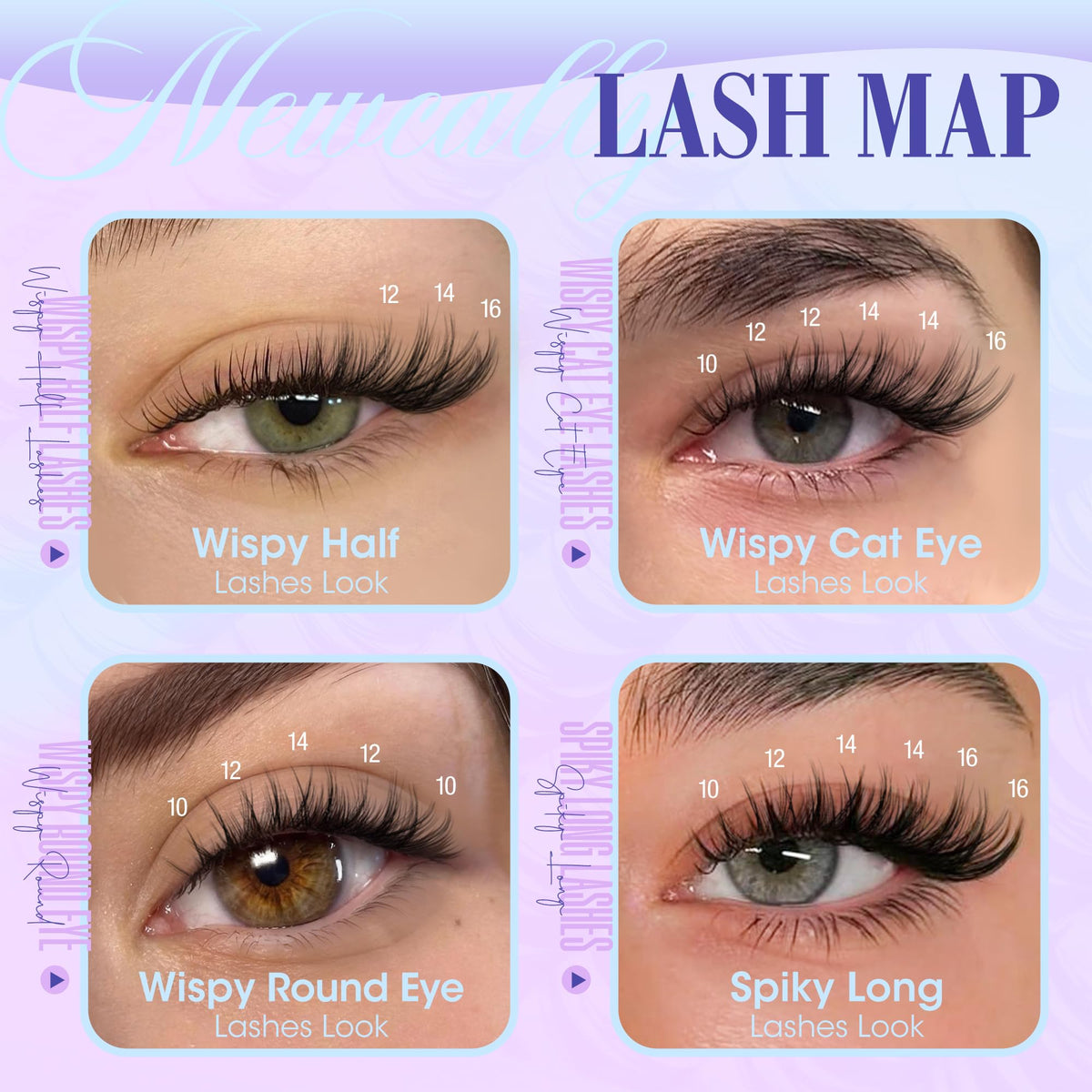 Newcally Wispy Lash Clusters Kit, C Curl, 10-16 mm