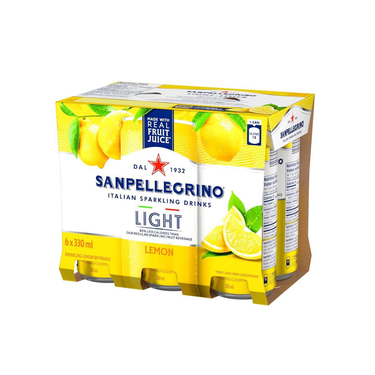 San Pellegrino Light Lemon Sparkling Fruit Beverage, 24 x 330ml
