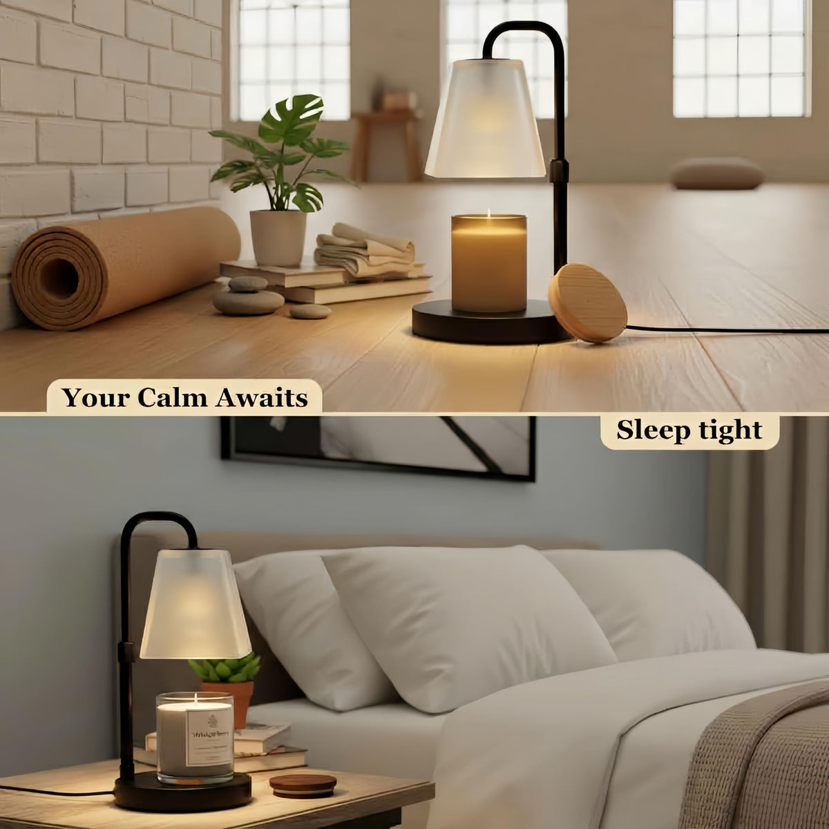 Jimei Candle Warmer Lamp with Timer, Dimmable, Frosted Glass Black