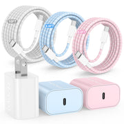 Hzevn iPhone Fast Charger, 3 Pack 20W USB C Block with Cables