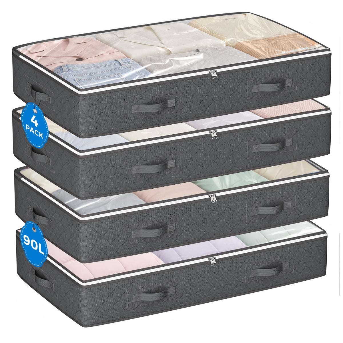Budding Joy Foldable Under Bed Storage Containers, 90L