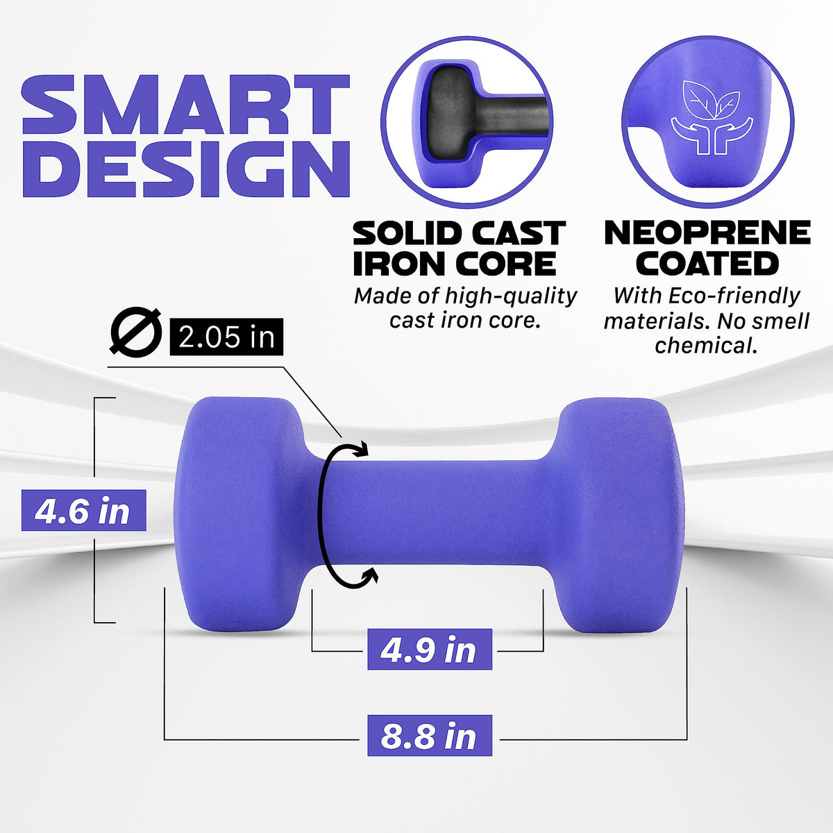 Yes4All Neoprene Dumbbells Pair, M. Purple, 20lbs