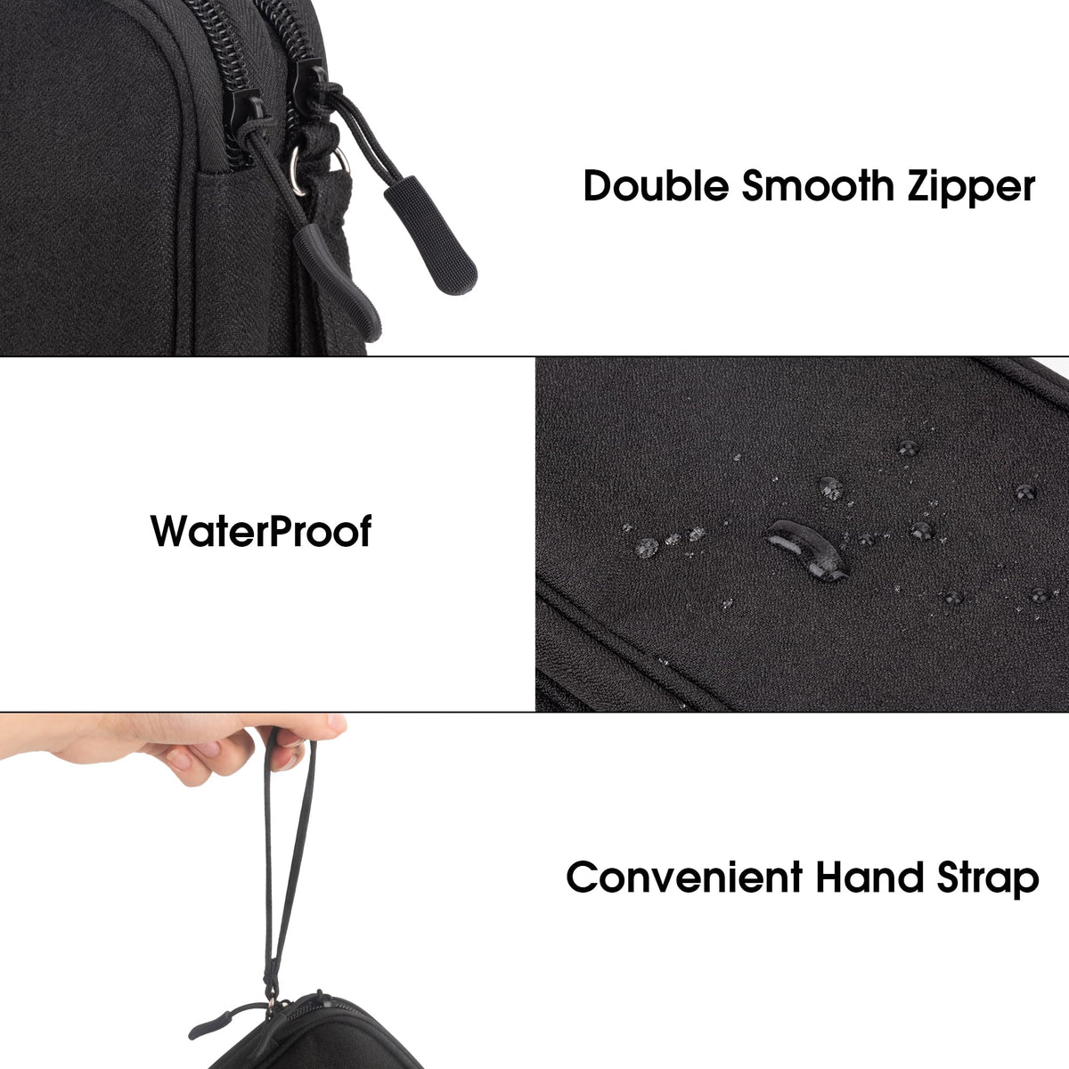 Arae Travel Cable Organizer Pouch, Black, Medium
