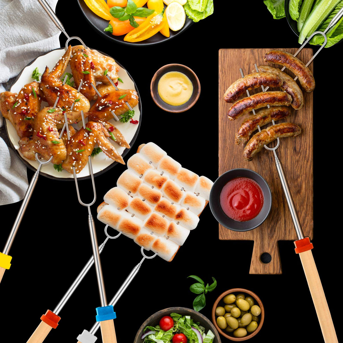 Telescoping Marshmallow Roasting Sticks, 32" (5 Pack)