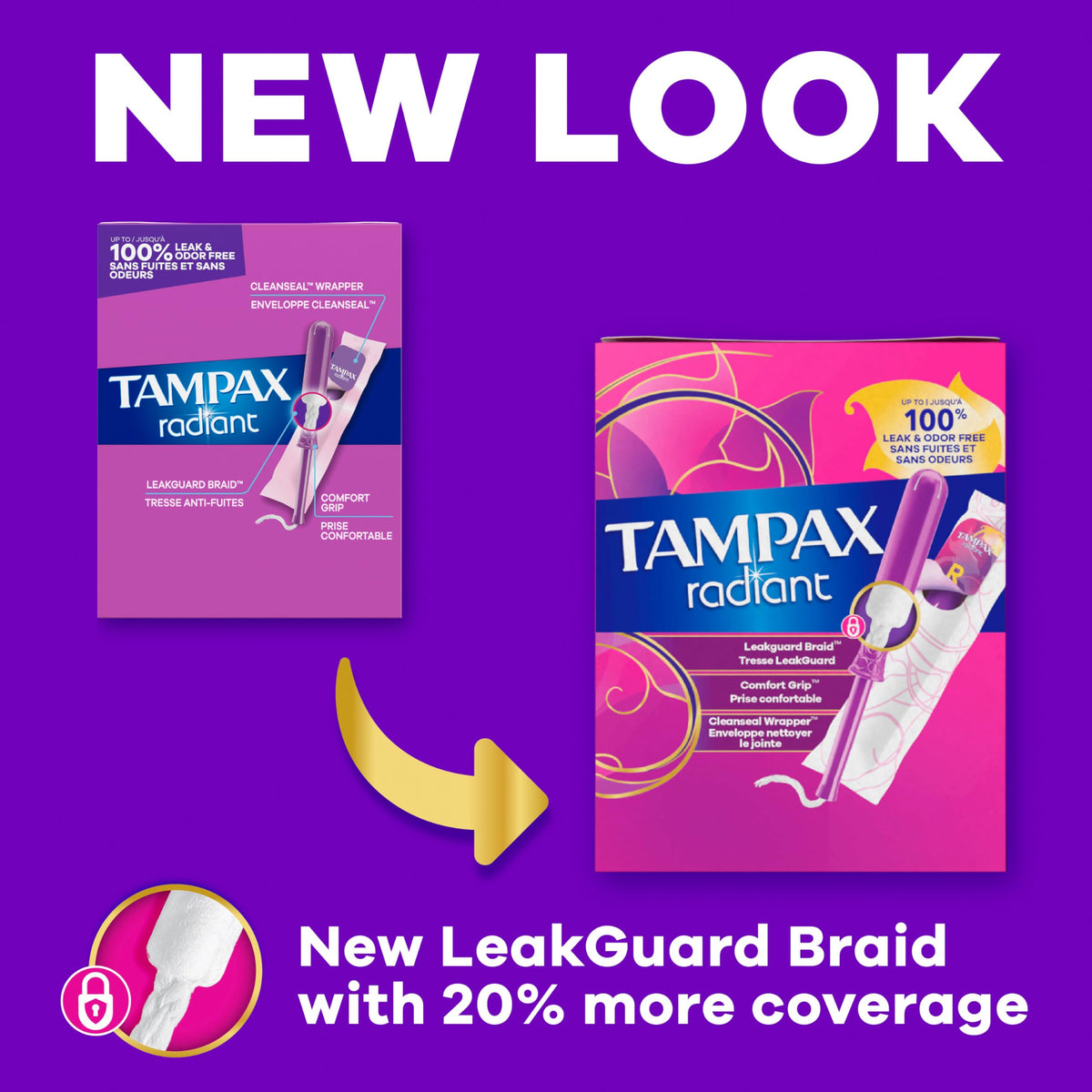 Tampax Radiant Tampons Multipack, Regular/Super, Unscented, 84 Count
