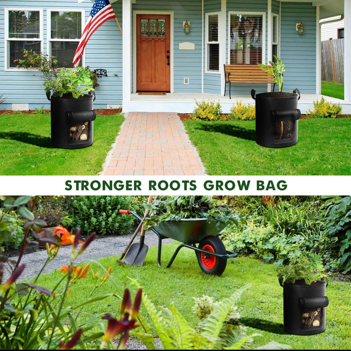 Cavisoo Potato Grow Bags, 10 Gallon, 5 Pack