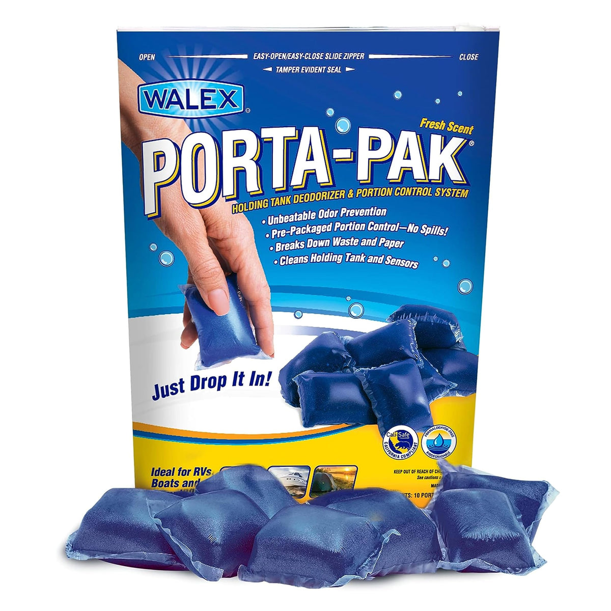 Walex TOI-91799 Porta-Pak Tank Deodorizer, Blue/Noir, Pack of 10