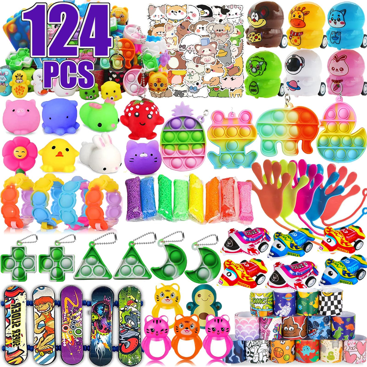 Mctuoba Kids' Party Favor Toy Assortment, 124 Pieces