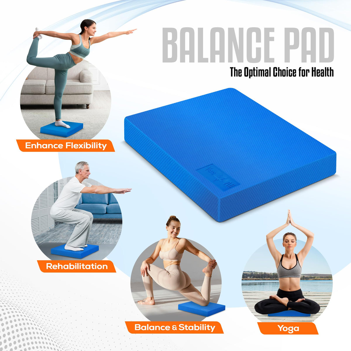 Yes4All Balance Pad, Nonslip TPE Foam, L, Blue