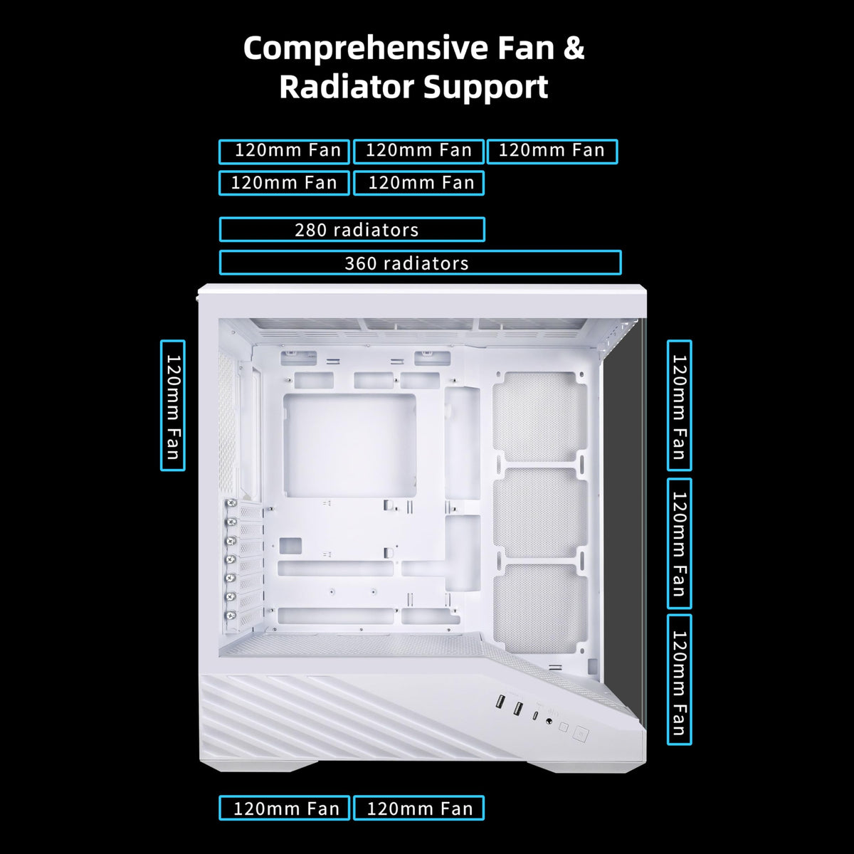Lian Li Vector V100 ATX Mid-Tower PC Case with 4 ARGB PWM Fans, Black