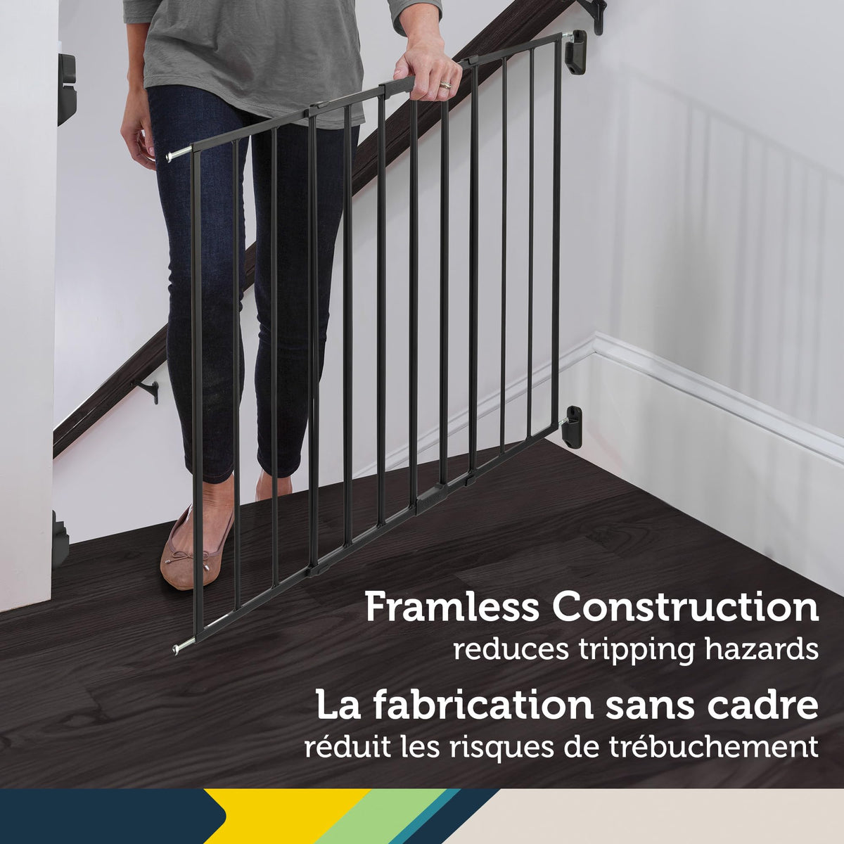 Safety 1st Top of Stairs Expanding Metal Baby Gate, Black