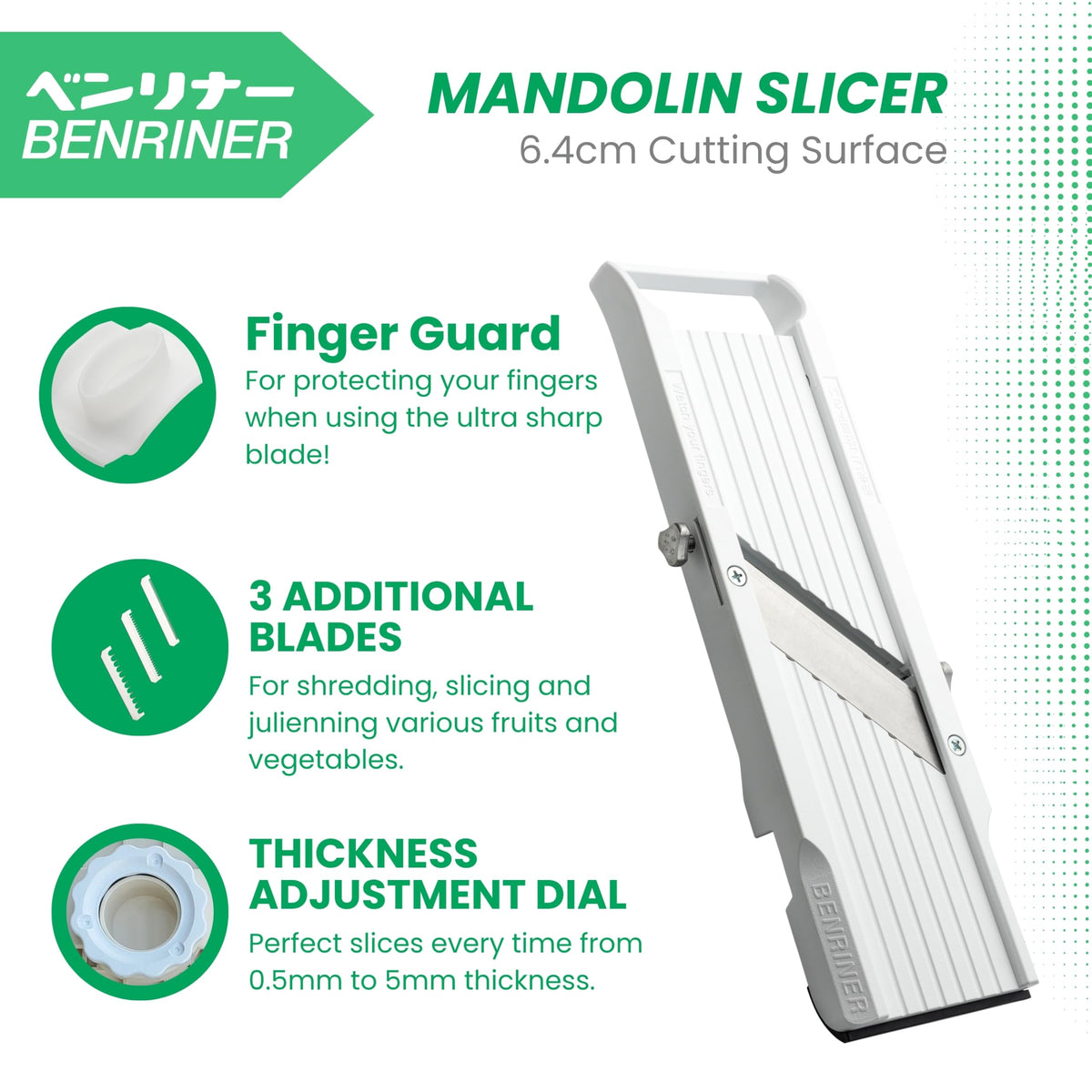 Benriner Japanese Mandolin Vegetable Cutter, 3.5 Wide, 7015S