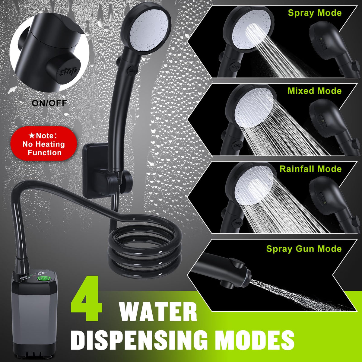 Spopal 6000mAh Rechargeable Portable Camping Shower