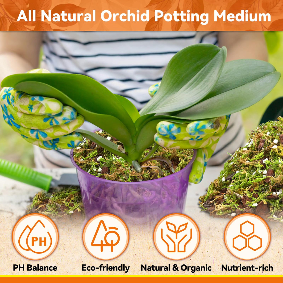 Riare Orchid Potting Mix with Moss, Pine Bark and Perlite, 2 L