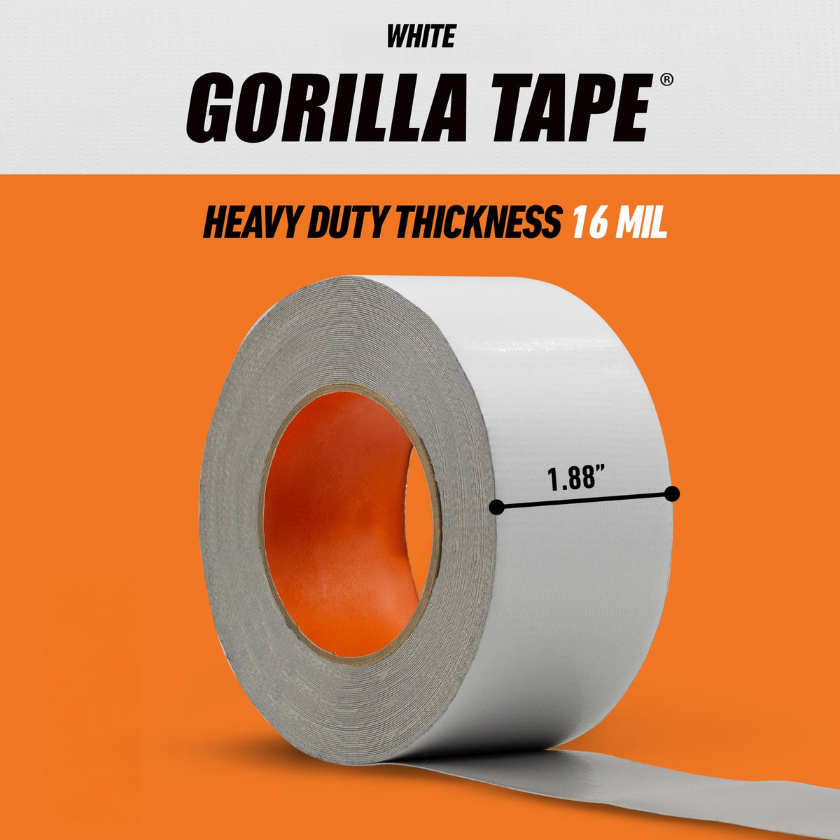 Gorilla Duct Tape, White, 1.88 in x 30 yd, 6025001